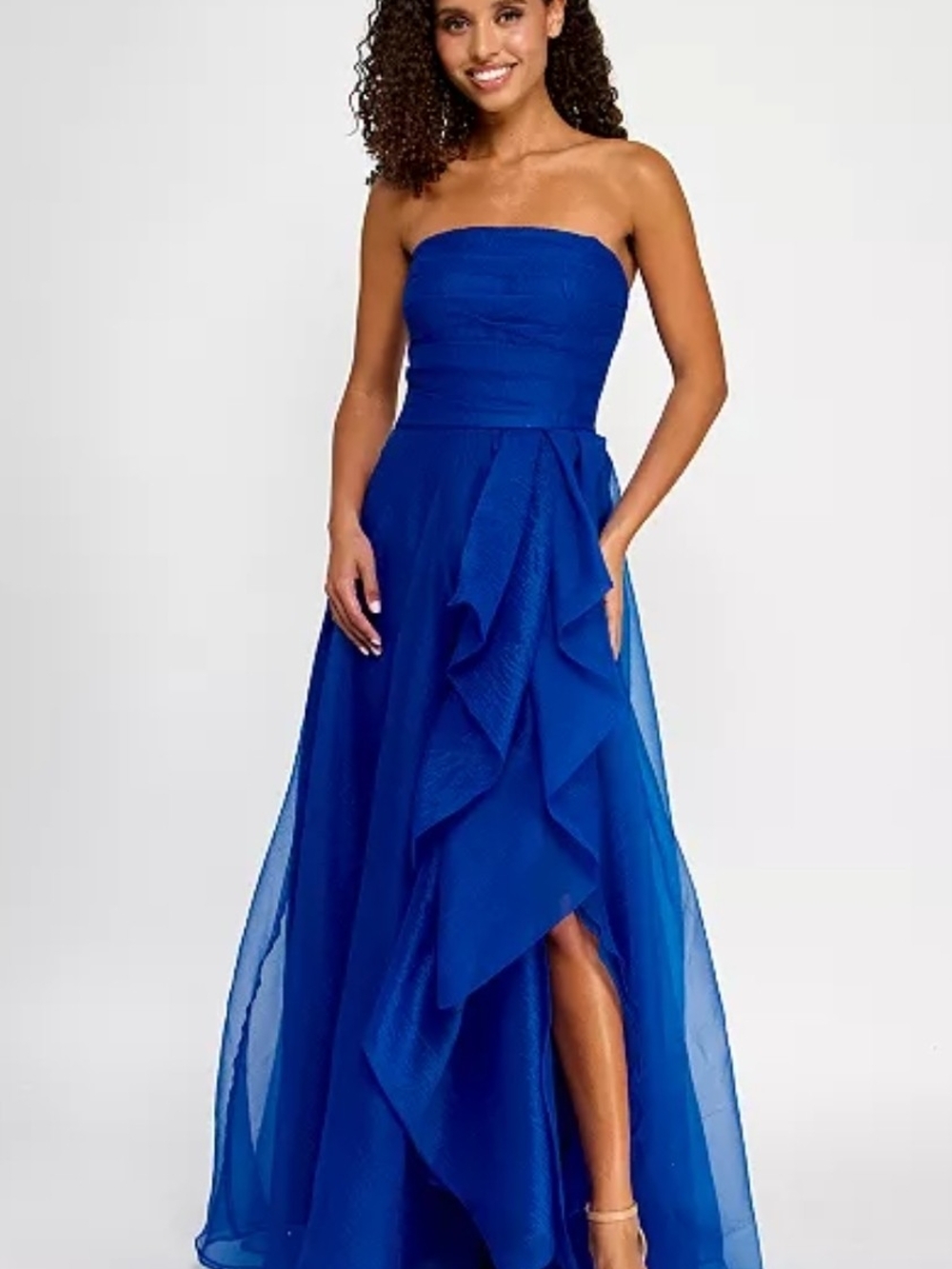 B Darlin - Asymmetric Drape Strapless Ball Gown - Size 7/8